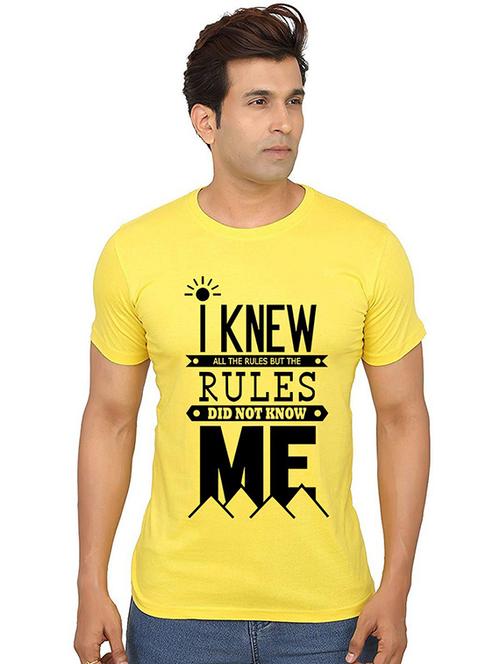 yellow front printed casual t-shirt - 20990772 - Very Small Image - 1