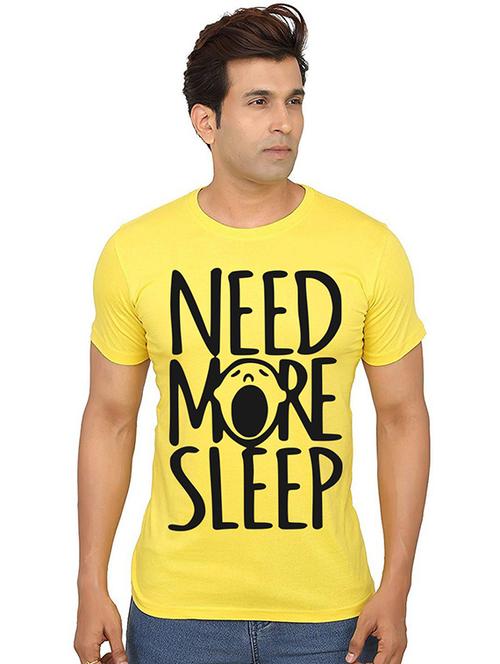 yellow front printed casual t-shirt - 20990964 - Very Small Image - 1