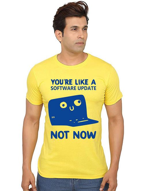 yellow front printed casual t-shirt - 20991487 - Very Small Image - 1