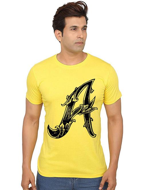 yellow front printed casual t-shirt - 20991496 - Very Small Image - 1