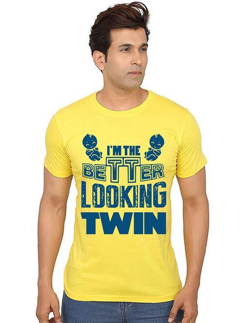 yellow front printed casual t-shirt - 20991633 - Very Small Image - 1