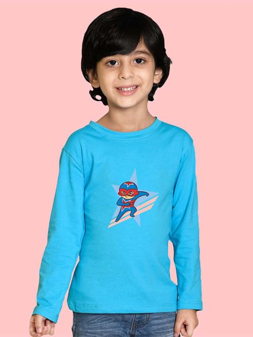 light blue front printed casual t-shirt - 20996952 - Very Small Image - 1