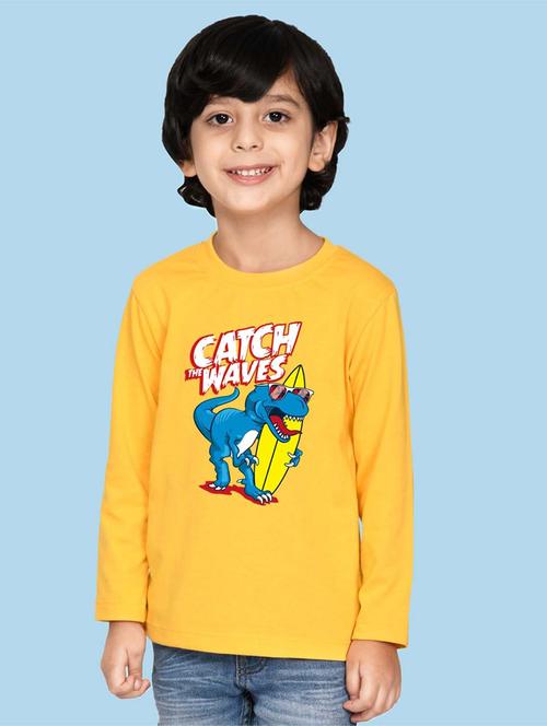 yellow front printed casual t-shirt - 20996984 - Very Small Image - 1