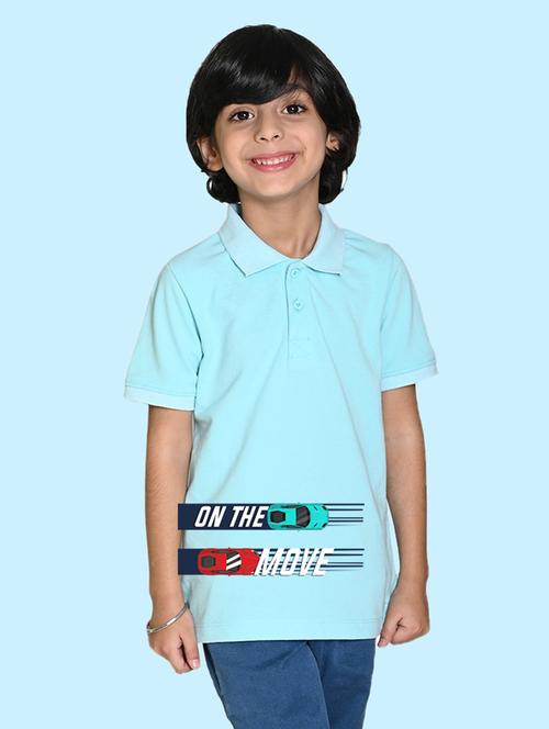 light blue placement printed polo t-shirt - 20997131 - Very Small Image - 1