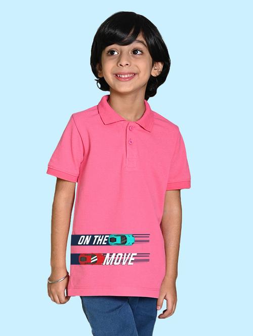 pink placement printed polo t-shirt - 20997135 - Very Small Image - 1