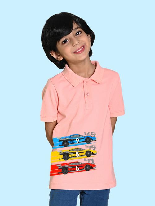 rosewater pink placement printed polo t-shirt - 20997174 - Very Small Image - 1