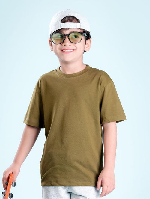 olive cotton blend back print t-shirt - 20997232 - Very Small Image - 1