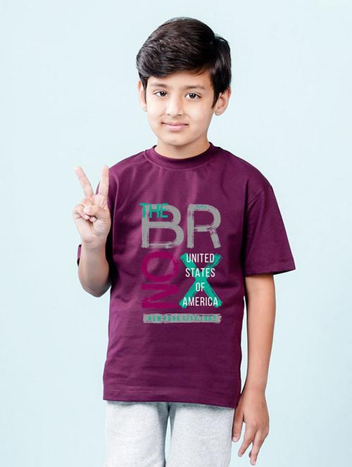 purple front printed casual t-shirt - 20997243 - Very Small Image - 1