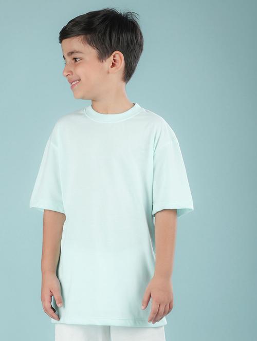 light blue cotton blend back print t-shirt - 20997288 - Very Small Image - 1