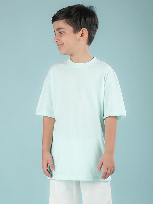 light blue cotton blend back print t-shirt - 20997292 - Very Small Image - 1