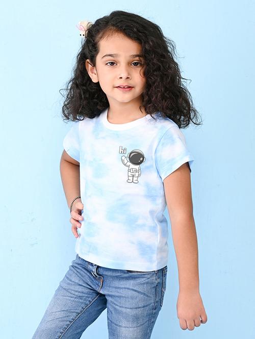 light blue tie & dye printed casual top - 20997450 - Very Small Image - 1