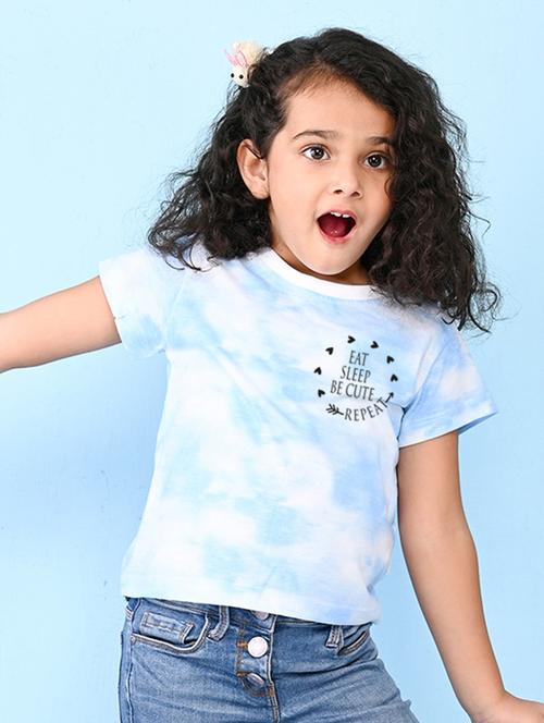 light blue tie & dye printed casual top - 20997493 - Very Small Image - 1
