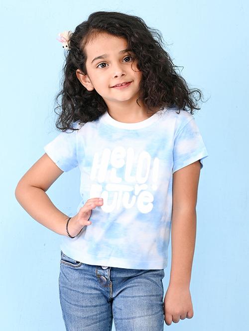 light blue tie & dye printed casual top - 20997500 - Very Small Image - 1