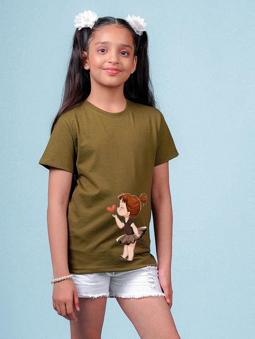 olive cotton blend graphic tee - 20997565 - Very Small Image - 1