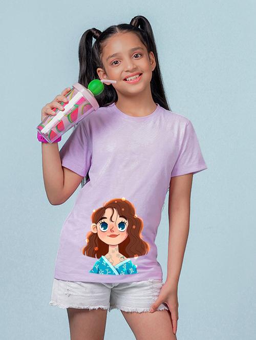 lavender front printed casual top - 20997571 - Very Small Image - 1