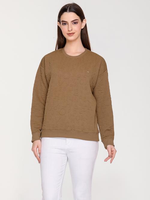 solid brown round neck sweatshirt - 20998304 - Very Small Image - 1