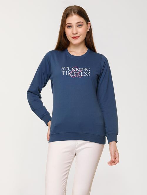 women chest print long sleeeves sweatshirt - 20998318 - Very Small Image - 1