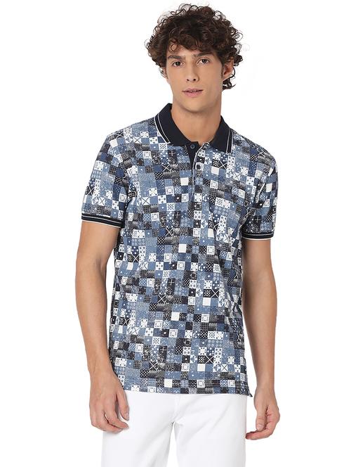 blue cotton all over print tshirt - 20998410 - Very Small Image - 1