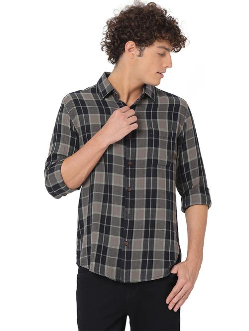 olive cotton casual shirt - 20998516 - Very Small Image - 1