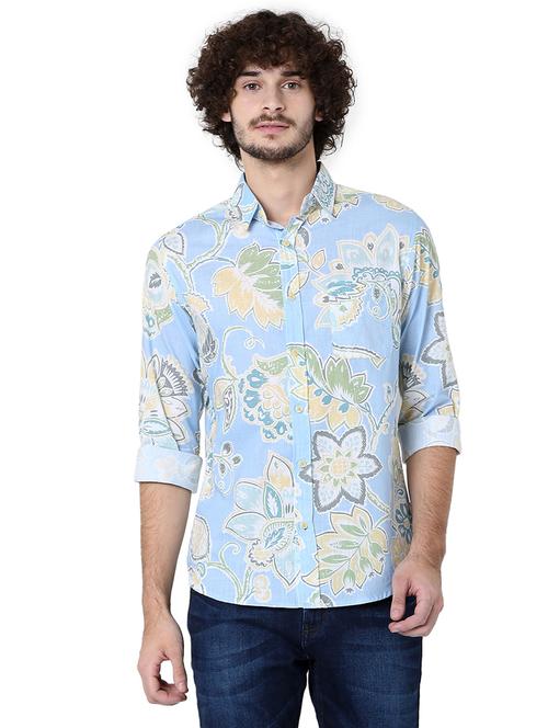 light blue cotton casual shirt - 20998601 - Very Small Image - 1