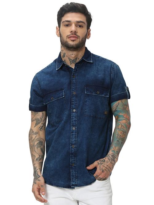 indigo cotton casual shirt - 20998910 - Very Small Image - 1