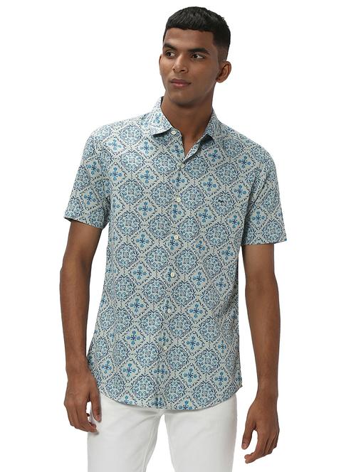 turquoise cotton casual shirt - 20998969 - Very Small Image - 1