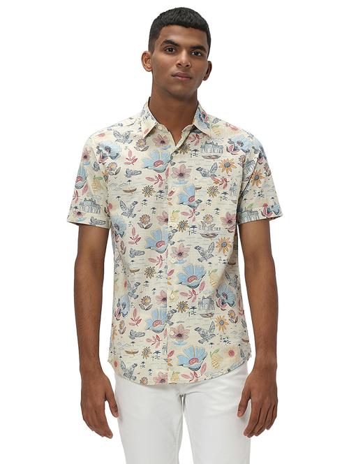 off white cotton casual shirt - 20998976 - Very Small Image - 1