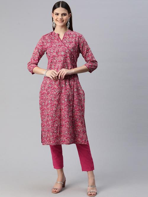 pink printed kurta pant set - 20999756 - Very Small Image - 1