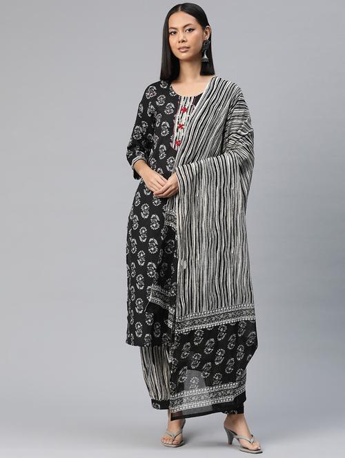 women three quarter sleeve kurta salwar with dupatta set - 20999787 - Very Small Image - 1