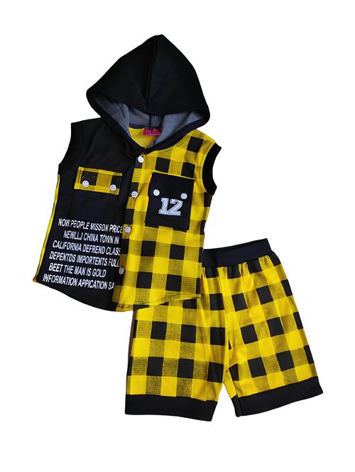 kids hood neck checkered shorts set - 20999886 - Very Small Image - 1