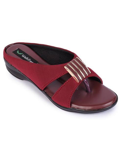 maroon synthetic slip on sandals - 21000660 - Very Small Image - 1