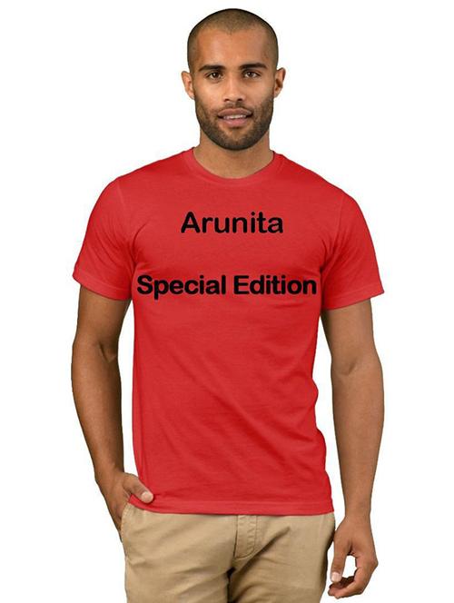 red cotton blend front print tshirt - 21001839 - Very Small Image - 1
