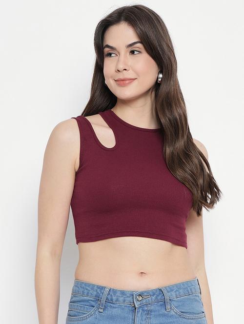 women solid crop tank top - 21009357 - Very Small Image - 1