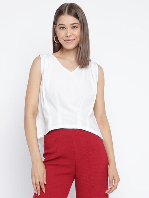 solid white detailed regular top - 21009376 - Very Small Image - 1
