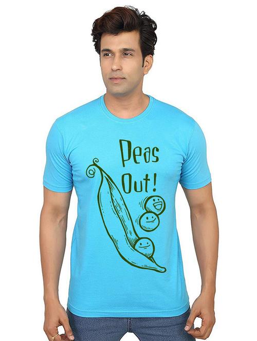 light blue front printed casual t-shirt - 21012714 - Very Small Image - 1