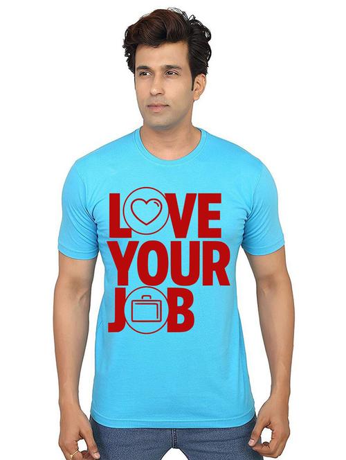 light blue front printed casual t-shirt - 21012965 - Very Small Image - 1