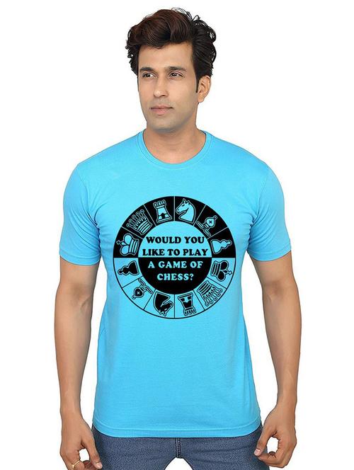 light blue front printed casual t-shirt - 21013085 - Very Small Image - 1