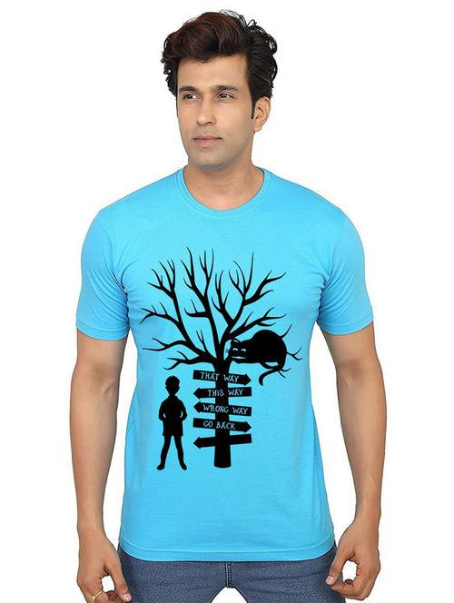 light blue front printed casual t-shirt - 21013097 - Very Small Image - 1