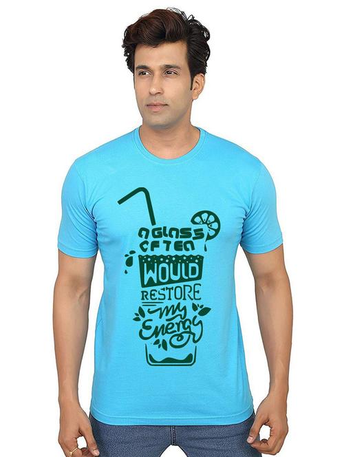 light blue front printed casual t-shirt - 21013134 - Very Small Image - 1