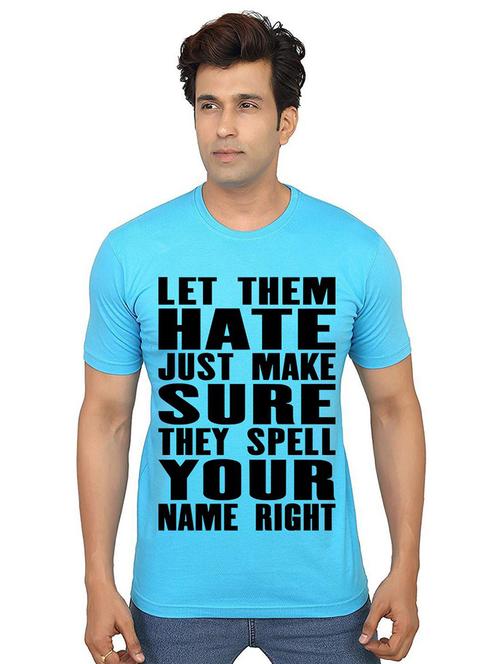 light blue front printed casual t-shirt - 21013195 - Very Small Image - 1