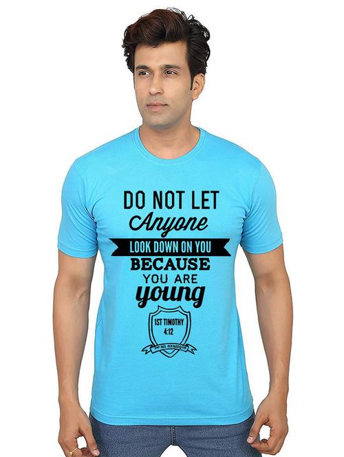 light blue front printed casual t-shirt - 21013213 - Very Small Image - 1