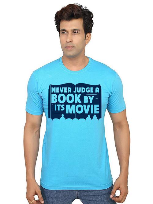 light blue front printed casual t-shirt - 21013274 - Very Small Image - 1