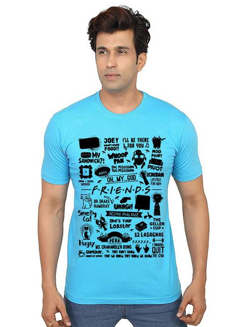 light blue front printed casual t-shirt - 21013293 - Very Small Image - 1