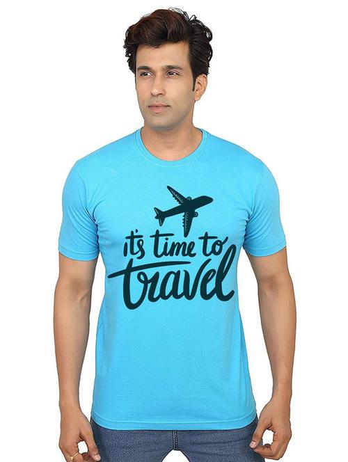 light blue front printed casual t-shirt - 21013321 - Very Small Image - 1