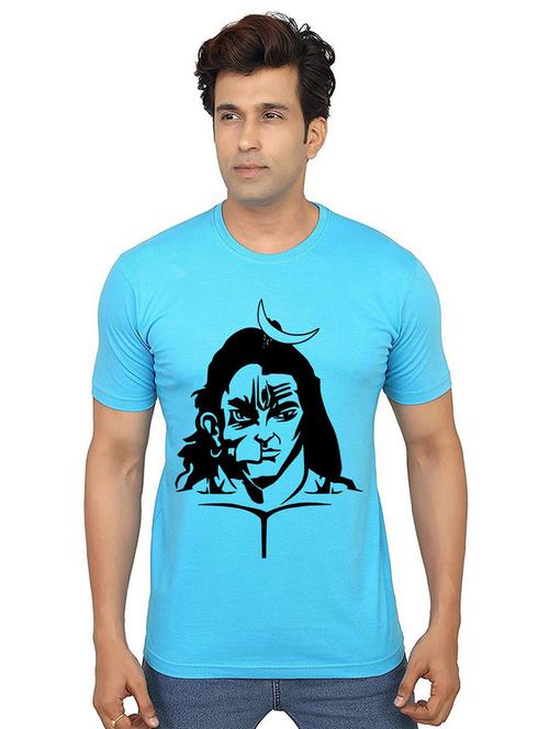 light blue front printed casual t-shirt - 21013557 - Very Small Image - 1