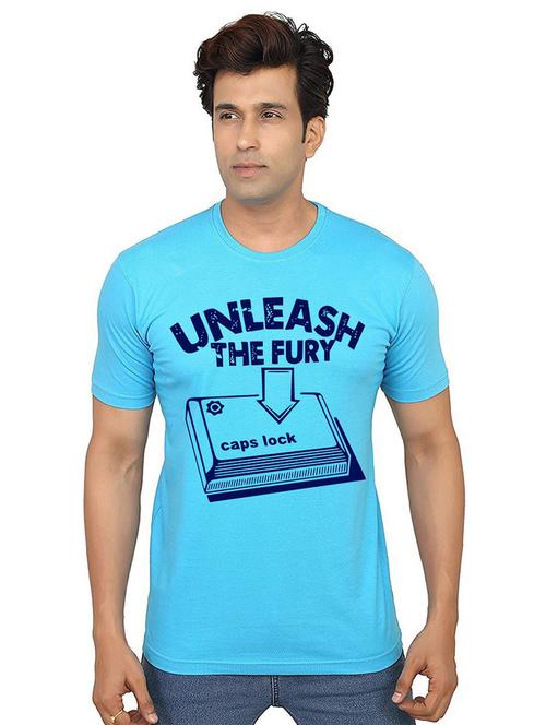 light blue front printed casual t-shirt - 21013705 - Very Small Image - 1