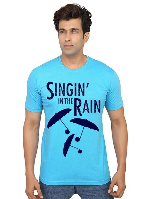 light blue cotton front print tshirt - 21013778 - Very Small Image - 1