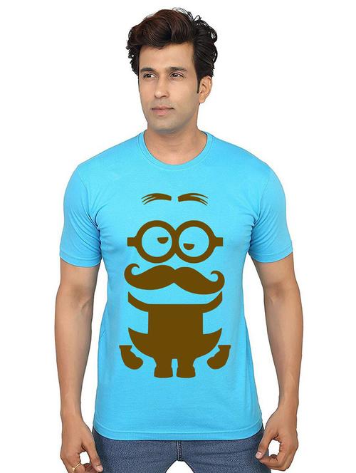 light blue front printed casual t-shirt - 21013818 - Very Small Image - 1