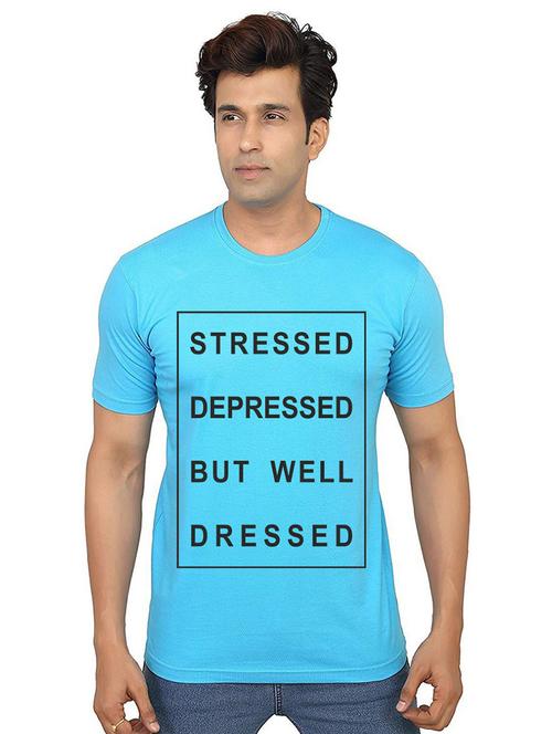 light blue front printed casual t-shirt - 21014531 - Very Small Image - 1