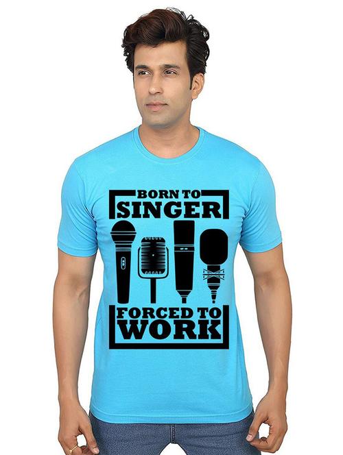 light blue front printed casual t-shirt - 21014940 - Very Small Image - 1